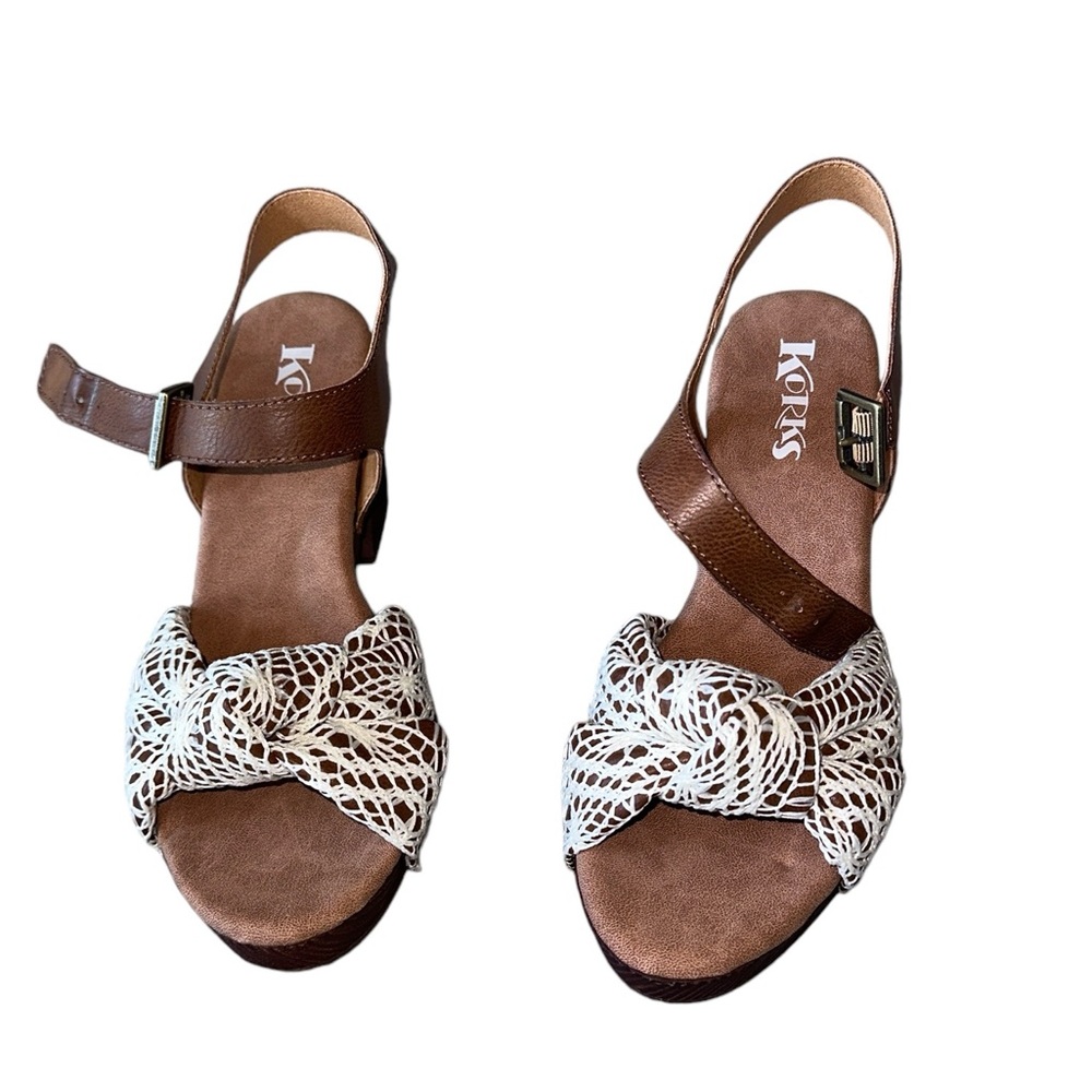 NEW KORKS Natalia Knot Sandal In Color TAN/ NAT CROCHET - Picture 8 of 9